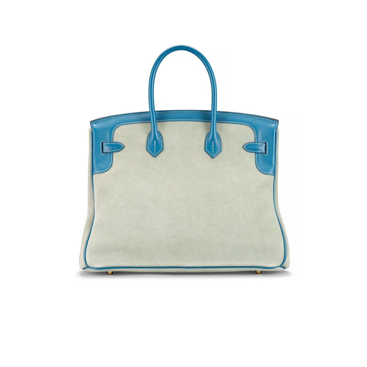 A BLEU DE GALICE & CIEL SWIFT LEATHER AND VEAU DOBLIS GRIZZLY BIRKIN 35 WITH PERMABRASS HARDWARE