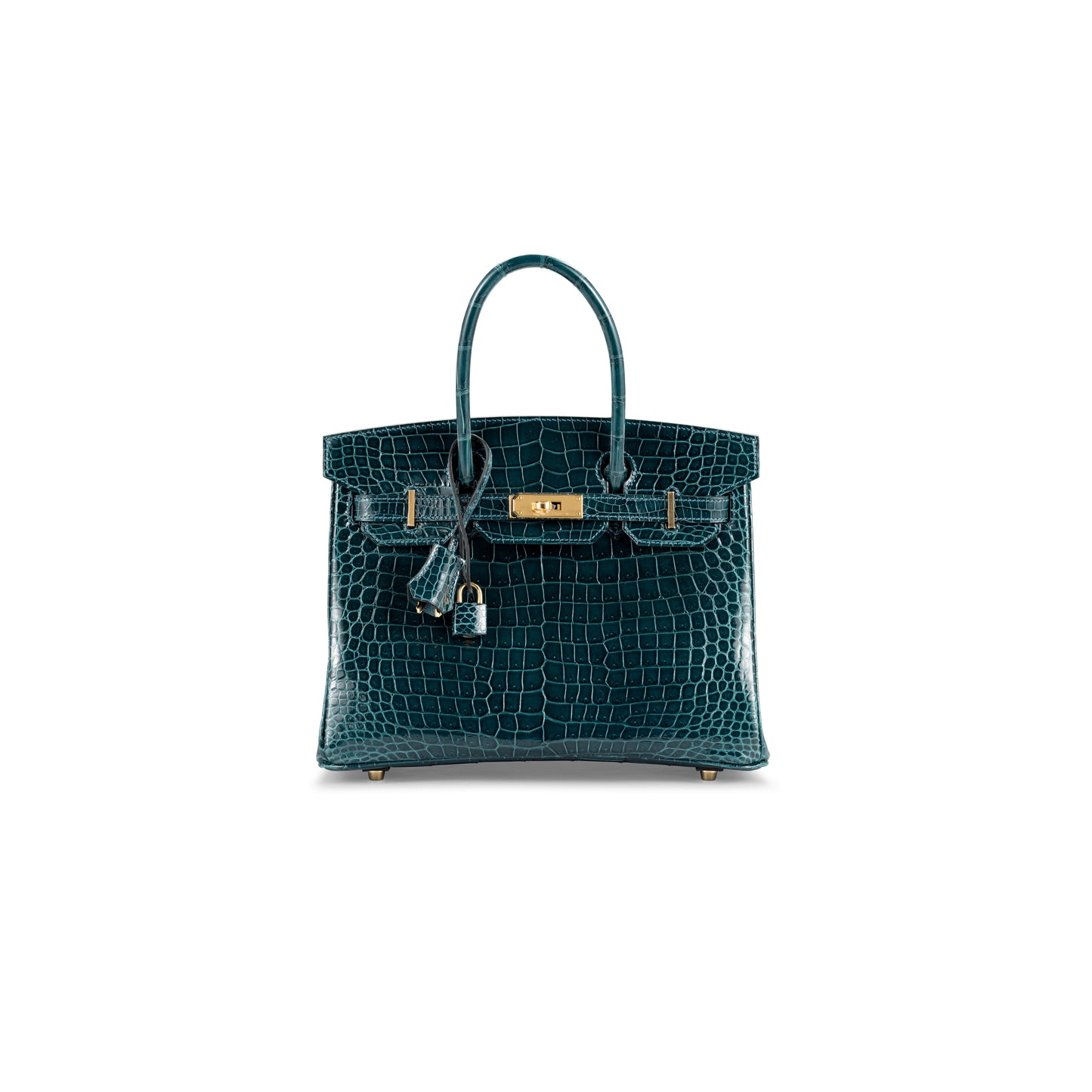 A SHINY COLVERT POROSUS CROCODILE BIRKIN 30 WITH GOLD HARDWARE