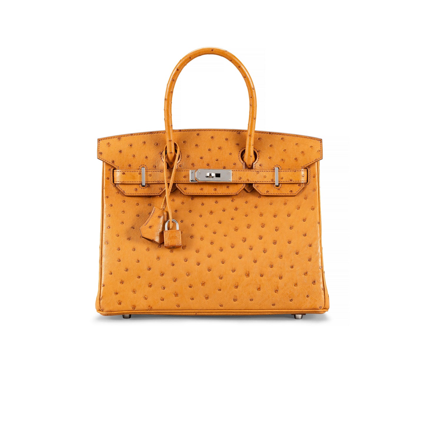 A COGNAC OSTRICH BIRKIN 30 WITH PALLADIUM HARDWARE