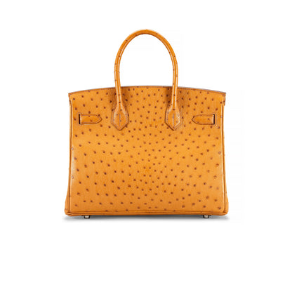 A COGNAC OSTRICH BIRKIN 30 WITH PALLADIUM HARDWARE