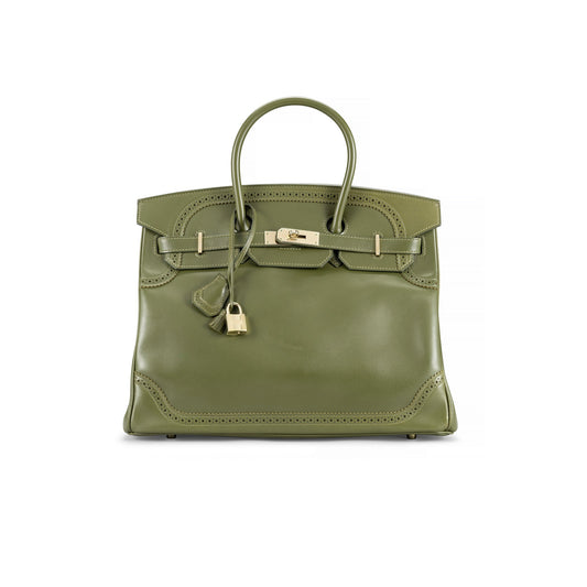 A LIMITED EDITION VERT VERONESE SWIFT LEATHER GHILLIES BIRKIN 35 WITH PERMABRASS HARDWARE