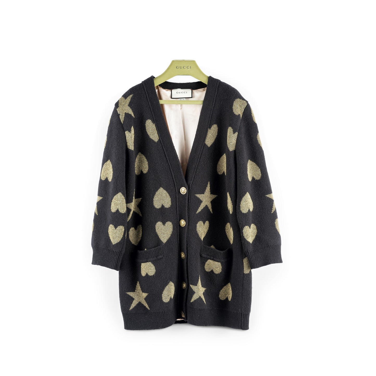 GUCCI HEARTS AND STARS WOOL-BLEND CARDIGAN