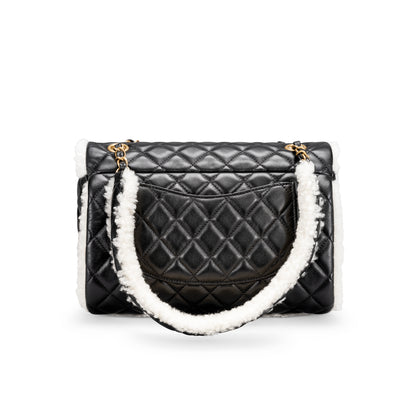 CHANEL MEDIUM COCO NEIGE FLAP BAG QUILTED LAMBSKIN WITH SHEARLING WITH GOLD HARDWARE