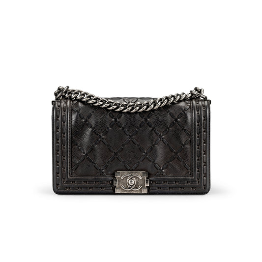 CHANEL CAVIAR STITCHED MEDIUM BOY FLAP BAG