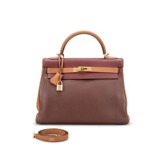 A TOGO LEATHER RETOURNE KELLY 32 WITH GOLD HARDWARE